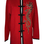 Bob Mackie Vintage  M Wearable Art Chinese Dragon Cardigan Asian Jacket Sweater Photo 0