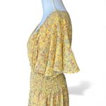 Max Studio Yellow Floral Midi Dress flutter sleeve feminine cottagecore XL Photo 3