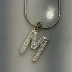 Sterling silver NWT 18” chain necklace with rhinestone initial M Photo 1