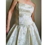 90s Cream Prom Dress Strapless Brocade Size M Fairy tale Coquette Ballerina Gold Size M Photo 2