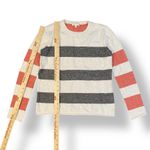 Lisa Todd Off White, Gray and Red Striped Sweater Size XS Minimal, Casual White Photo 3
