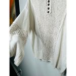 POL Cream Tan Oversized Eyelet Long Sleeves Crewneck Sweater Size Medium Photo 3