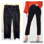 ASOS  River Island Bella Jeans Black Straight Leg Crop Raw Fringe Hem Photo 14