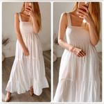ZARA  Voluminous White Cotton Poplin Dress Long Smocking New Bloggers Favorite XS Photo 5