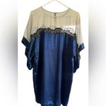 Silk caftan dress size Large navy and lace Blue Photo 2