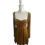 Forever 21 F21 Gold Velvet Long Sleeve Dress Size Small Photo 2