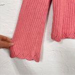 Rachel Parcell  Pink Ribbed Knit Pullover Sweater Womens M Bell Sleeve Scalloped Photo 1