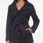 Jones New York New! Women's Belted Sweater Fleece Coat Hood Black Tweed Small Photo 1