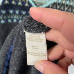 Free People  Wool Knit Fair Isle Sweater Dress Teal Blue Charcoal Gray Size Large Photo 8