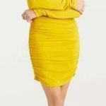 Cinq à Sept New!‎ Cinq A Sept Yellow Long Sleeve Ruched V Neck Miah Mini Dress, size 2 Photo 0