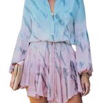 Clarisbelle Womens Long Sleeve Button Up Tie Waist Chiffon Dress Tie Dye Sz S Photo 0