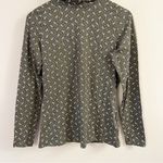 Lands' End Lands’ End Forest Moss/Ivory Geo Paisley Long Sleeve Turtleneck Top Small NEW Photo 2