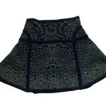 Diane Von Furstenberg  Flote Reptile Print Jacquard Knit Olive Mini Flare Skirt Photo 3