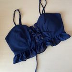 Papaya Padded lace up frill hem cropped peplum spaghetti strap going out top Photo 3