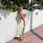 ZARA Dress Sage green Slip Midi Satin Effect Maxi Wedding Party Photo 12