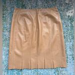Vintage 90s Etcetera tan pleated hem leather skirt, size 8 Photo 0