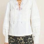 Anthropologie Delilah White Embroidered Pleated Lace Peasant Blouse Size 14 Photo 0