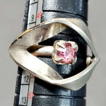 Vogue Pink Rhinestone Silver Tone Ring Sz 5.5 Photo 0