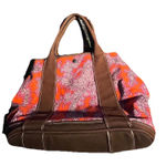 J.Crew Vintage 90s  Orange Pink Paisley Preppy Canvas Tote Bag Photo 0