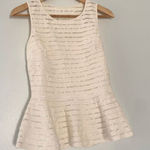 Parker  Ivory Silk and Lace Peplum top size Small Photo 0
