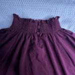 Chico's Top Womens 1 Med Maroon Mock Long Sleeve Ruffle Pima Cotton Blend Stretch Photo 7