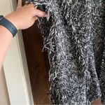Hollister Sweater Vest Women S/M Black White Open Front Draped Fringe Oversized Photo 1