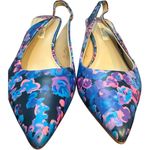 Boden Blue Floral Leather Slingback Kitten Heel Photo 3