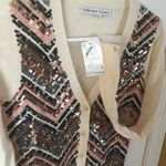 Trina Turk women's petite P sequined embellished merino wool button up cardigan Photo 1