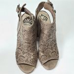 Fergalicious  Booties Womens Size 6 Tan Perforrated Parney Peep-toe Block Heel Photo 3