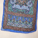 India Arts Silk Scarf Shawl Wrap Boho Blue Multicolor Paisley Print Photo 8