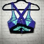 VSX Sport Purple Aqua Knock Out Zip Front High Impact Sports Bra Workout Sz 36C Photo 1