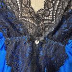 Victoria's Secret Royal Blue Satin Lace Babydoll Cami Top Y2K Lingerie Large Photo 2