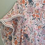 Floral White Pink Blouse Top Short Sleeve Tulip Sleeves Women’s XL Extra Large Photo 1