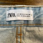 ZARA High Rise Wide Leg Factory Distressed Light Wash Denim Jeans Size 8 *Flawed Photo 12