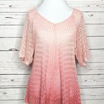 Coral Pink Ombré Open Knit Crochet Top Size Small Photo 8