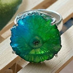 Solar Quartz Sterling Silver Ring Size 6.5 Green Photo 0
