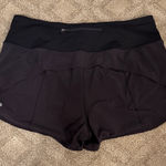 Lululemon  low-rise black speed up shorts with 4” inseam - size 16 tall Photo 0