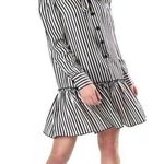 Marc Jacobs  Women’s Long Sleeve Pleated Dress Black and White Stripes Size 0 Photo 0