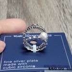 Belk NWT Fine Silver Plated Pearl/Heart/Round Band Ring Trio Set Photo 6