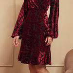 Adrianna Papell Women's Dress Burnout Velvet Holiday Whimsigoth Christmas Red Burgundy Leaf 16 Photo 0