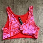 Victoria's Secret  Red Floral Triangle Wide Strap Swim Top Size Small Photo 0