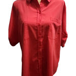 Chico's Red Modal Blend Button-Down Shirt Versatile Workwear Size 3 Photo 0
