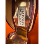 Badgley Mischka Burgundy Satin Heels 5.5M Rosette Pumps Wedding Party Shoes Photo 4