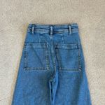 ZARA  Blue High Waist Wide Leg Raw Hem Jeans Dark Wash Classic Womens Size 0 Photo 4