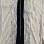 BKE  Womens Zip Blouse Ivory Studded Chiffon Full Exposed Zipper long sleeve L Photo 3