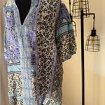 Johnny Was  Workshop Blue Floret Ramie Casablanca Puff Sleeves Size Large Photo 2