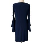 MSK Womens Bell Sleeve Lattice Cocktail Dress Blue Photo 7