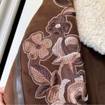 Free People  Andies Vegan Moto Jacket Embroidered Floral Brown Bear Small NWT Photo 3