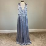 XScape Sleeveless V-Neck Metallic A-Line Long Evening Gown Purple Size 14W Dress Photo 5