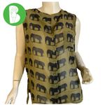 Forever 21 OLIVE GREEN & BLACK ELEPHANT PRINT HIGH LOW SHEER TUNIC (S) Photo 1